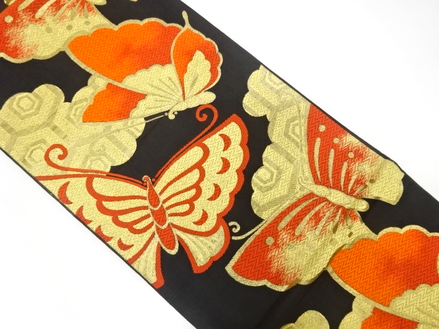 JAPANESE KIMONO / ANTIQUE FUKURO OBI / WOVEN KIKKO PATTERN